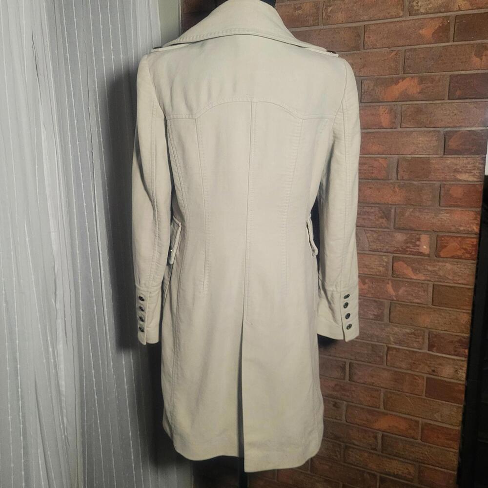 Zara Woman Double-Breasted Military-Style Collared Ecru Colored Coat - Size L - Picture 3 of 9